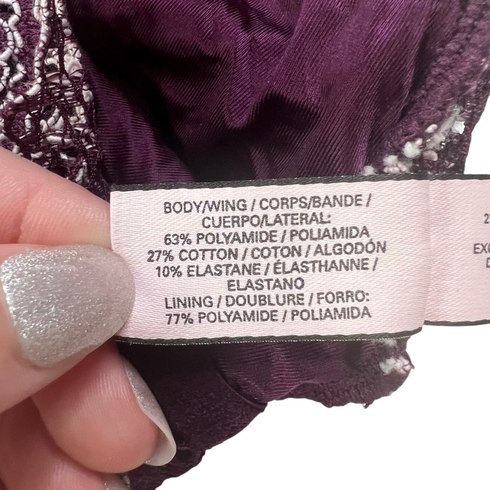 Victoria's Secret Body By Victoria Lace Bralette Size Medium Floral Plum Purple - Picture 6 of 6